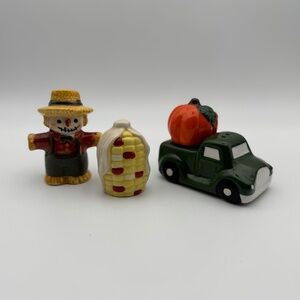 Fall Themed Salt and Pepper Shakers Lot of 2 Sets